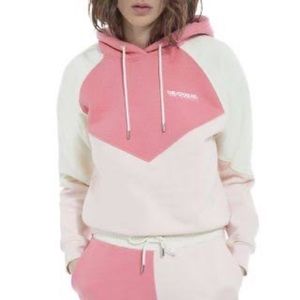 The Kooples Colorblock Pink and Ecru Sweatshirt Hoodie NWT 2 M